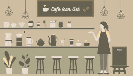 Assorting simple graphic icons that can be used in cafesのイラスト素材
