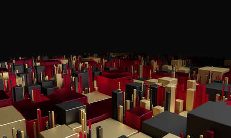Background graphic with various sizes and color objects collect: (3D rendering)