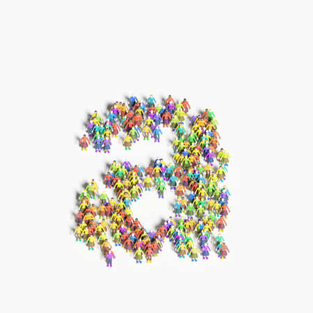 Graphic of people lined in the form of A (3D illustration)