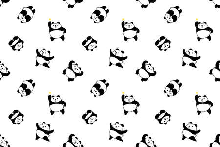 Panda pattern seamless background patternの写真素材
