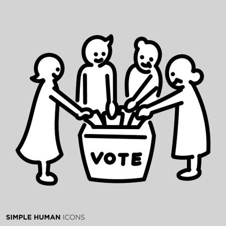 A pose illustration of a simple person "Voting people"のイラスト素材