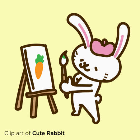 Rabbit character illustration series "Greeting rabbit"のイラスト素材