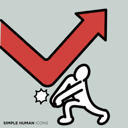 Simple human icon series "People who recover V -shaped with receiving"のイラスト素材