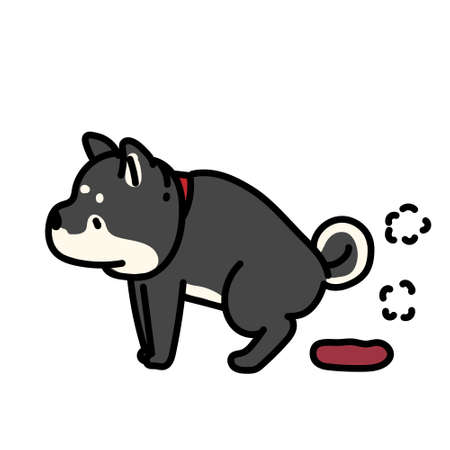 A simple and cute illustration of Shiba Inu who is poopingのイラスト素材