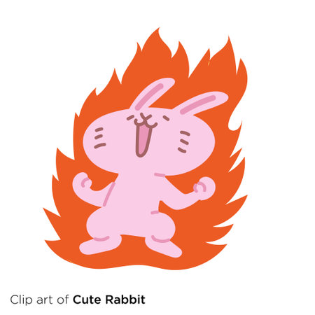 Rabbit character illustration series "Rabbit burning in fighting spirit"のイラスト素材