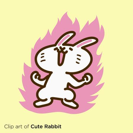 Rabbit character illustration series "Rabbit burning in fighting spirit"のイラスト素材