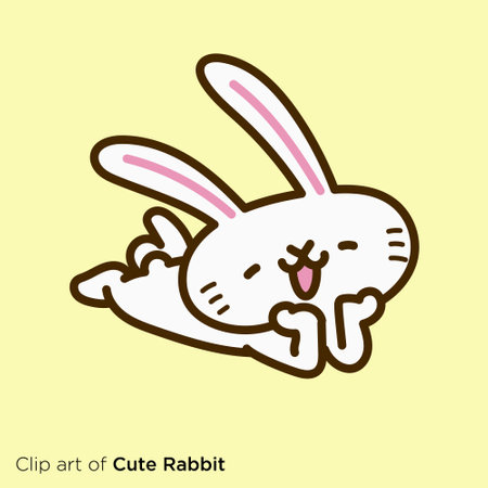 Rabbit character illustration series "Rabbit looking happily"のイラスト素材