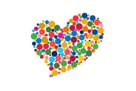 Heart made of colorful watercolor polka dots (diversity)のイラスト素材