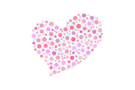Heart illustration made of watercolor polka dotsのイラスト素材