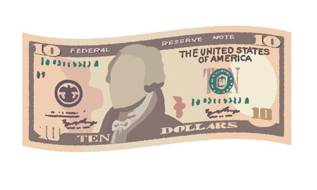 Illustration of handwritten banknotes _ wave $ 10 bills.のイラスト素材