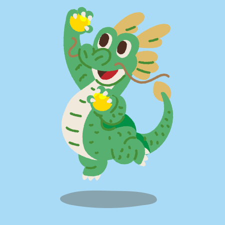 Illustration of the dragon to jump upperのイラスト素材