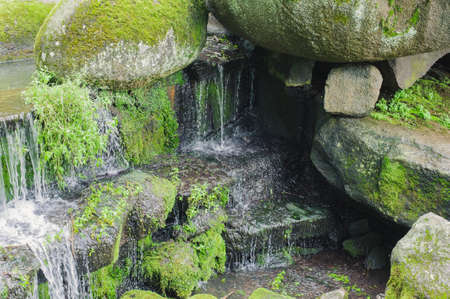 Beautiful Waterfall with jets of water on the rocks. Landscape. Trevel to waterfall.の写真素材