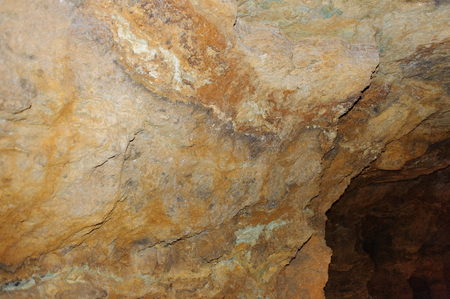 Crystal Cave stone horizontal, beautiful Crystals Cave are illuminated by lightの写真素材