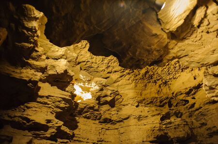 Crystal Cave horizontal, beautiful Crystals Cave are illuminated by light