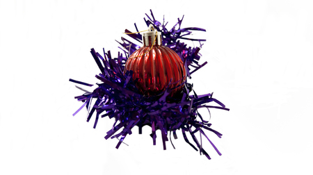 Christmas red ball and garlandの写真素材