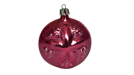 Christmas glass toy red ball with a starの写真素材