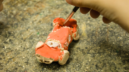 children's crafts from clayの写真素材