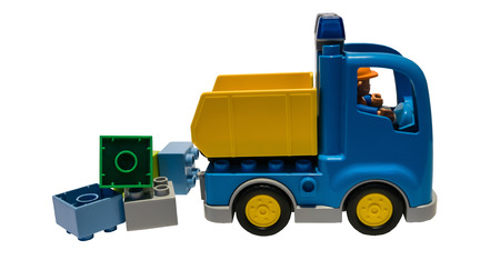 toy truck unloaded parts from the bodyの写真素材
