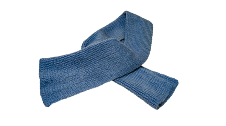 women's blue knitted wool scarfの写真素材