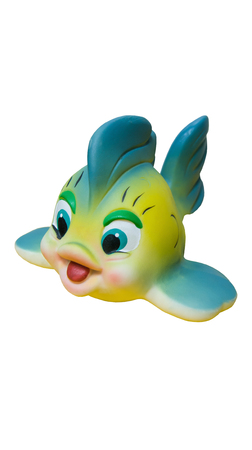 toy rubber yellow blue fishの写真素材