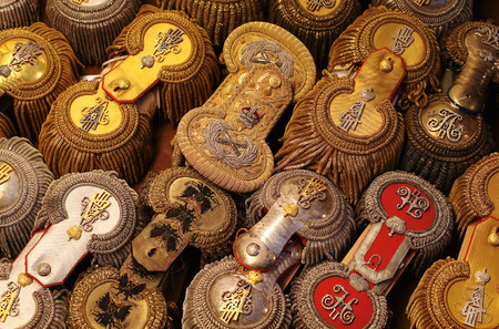 Tsarskoye Selo, Russia - 05 March 2015 : military uniform, Epaulette (epaulet) at Tsarskoye Selo Pushkin Palace near Saint Petersburgのeditorial素材