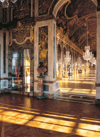 Versailles, France - 10 August 2014 : Entry of the hall of mirrors at Versailles Palace のeditorial素材