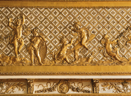 Versailles, France - 10 August 2014 : Gold ornament at Versailles Palace ( Chateau de Versailles ). のeditorial素材
