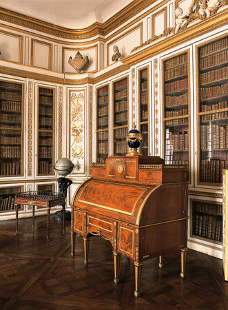 Versailles, France - 10 August 2014 : Wooden room with furniture at Versailles Palace のeditorial素材