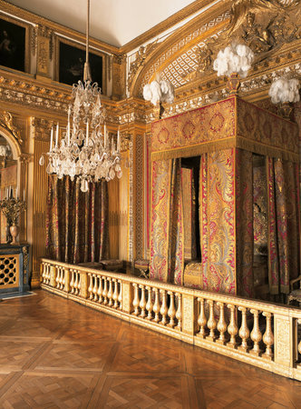 Versailles, France - 12 August 2014 : King Louis XIV bedroom at Versailles Palace ( Chateau de Versailles ). のeditorial素材