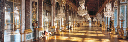 Versailles, France - 10 August 2014 : Hall of mirrors at Versailles Palace ( Chateau de Versailles ).のeditorial素材