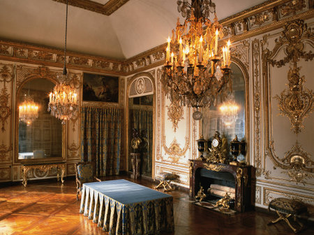 Versailles, France - 10 August 2014 : Wooden room with gold ornament at Versailles Palace ( Chateau de Versailles ). のeditorial素材