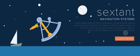 Antique Marine Navigation, sextant. Flat Vector Illustration.のイラスト素材