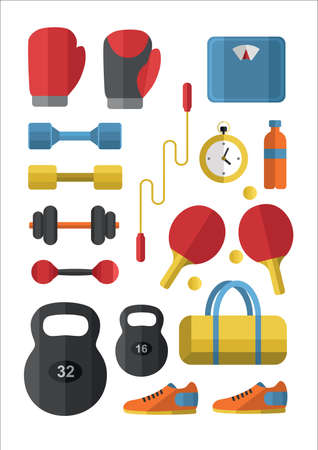Set of Gym icons. Sport series. Flat Vector Icons.のイラスト素材