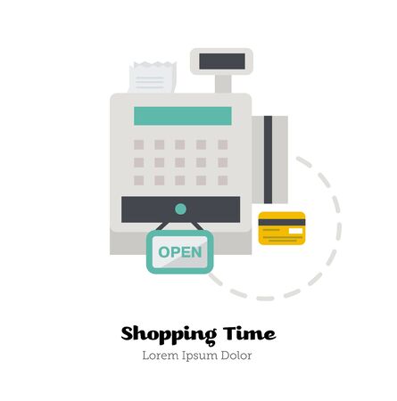 Icon of Cash Register with credit card. Flat Vector Illustration.のイラスト素材