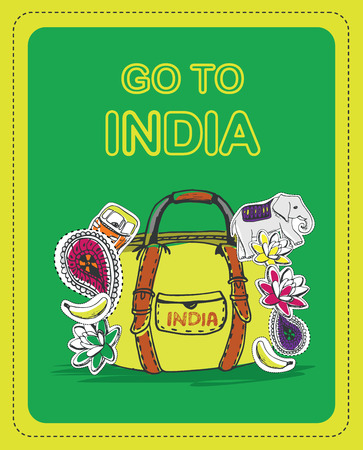 Poster for tourists on the theme of India with the inscription - Go to Indiaのイラスト素材