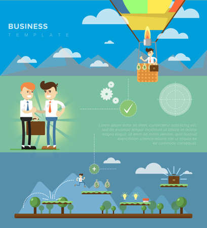 Set of Flat design banner concepts for business idea and startup. Concepts can be used for web banner and printed materials.のイラスト素材