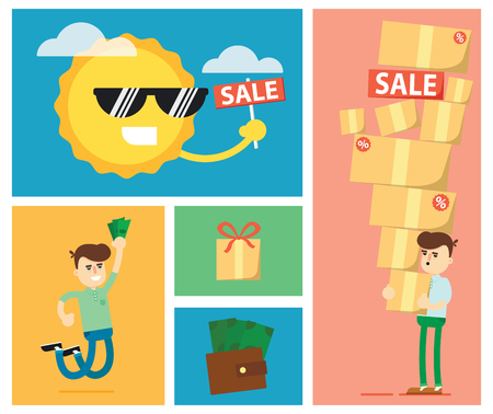 Set of discount sale illustration elements template for website, printed materials or mobile appsのイラスト素材