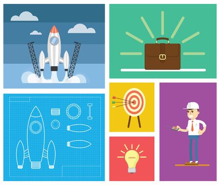 Flat design modern vector illustration of start up new business ideas, succed for website, printed materials and mobile apps.のイラスト素材