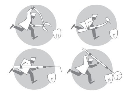 Allusion to the topic of dentistry. Dentist runs quiet.のイラスト素材