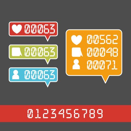 Vector Like Counter Notification Icons Set on ribbons and labelsのイラスト素材