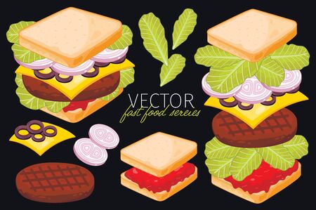Sandwich. Ingredients set of sandwich.のイラスト素材