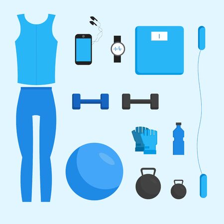 Sports background of fitness woman in gym elements.のイラスト素材