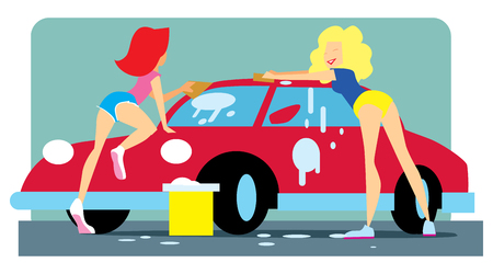 Car wash girlのイラスト素材
