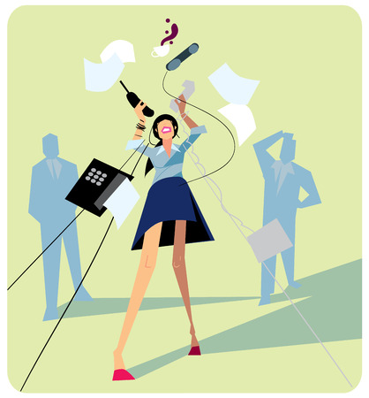 Office stress. Work stress in office. Hard work and overworked people. Depression at work. Stressed people. Anxiety jobs. Abstract concept of stress work.のイラスト素材