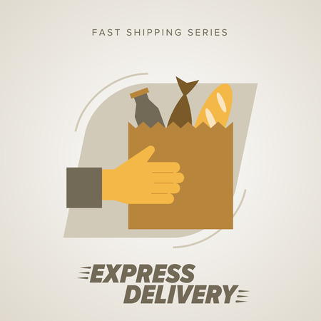 Express Food Delivery Service. Elements of Trucking. Fast Shipping. Icon Delivery vector. Delivery Service.のイラスト素材