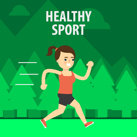 Aerobic exercise, running on jogging on the street. Gymnastics, weight loss. Healthy lifestyle. Fit, athletic, activity.のイラスト素材