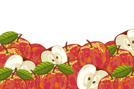 Apple Isolated on white background. Apple composition, plants and leaves. Organic food. Apple vector.のイラスト素材