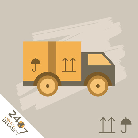 Express Delivery Vector Truck. Elements of Trucking . Fast Shipping Service Van. Icon Delivery vector. Express Delivery of Goods. Delivery Service, Cargo Delivery.のイラスト素材