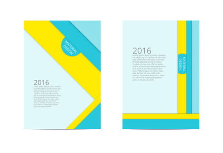 Brochure design template layout, A4. Material design style. Two side of abstract brochure. Vector illustration.のイラスト素材