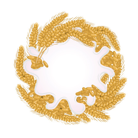 Yogurt splash isolated on cereals. Milk splash.のイラスト素材